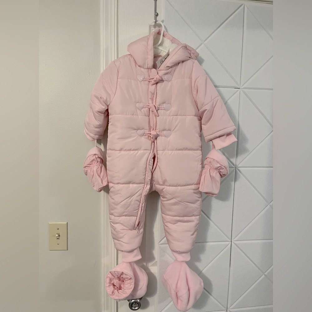12-18 mos pink snow suit